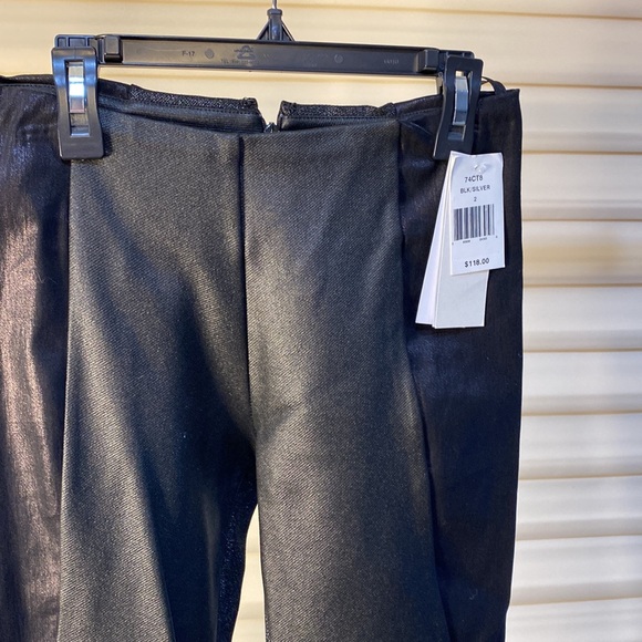 French Connection Black metallic leggings with different shades of black size 2 - Picture 3 of 5